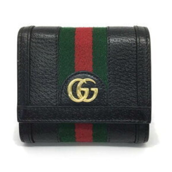 GUCCI Ophidia Web Striped Leather Wallet Bifold Black - Picture 1 of 7